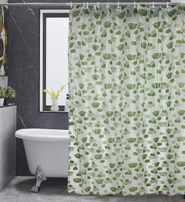 KUBER INDUSTRIES 214 cm (7 ft) PVC Shower Curtain Single Curtain(Self Design, Green)