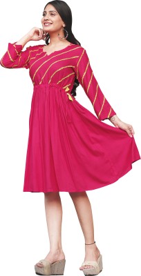 BST TEXTILES Women A-line Pink Dress