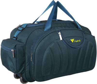 FEDRA (Expandable) Superior Good Quality Unisex Lightweight Waterproof Synthetic 45 L Blue Travel Duffel Bag Luggage with 2 Roller Wheels Duffel With Wheels (Strolley)