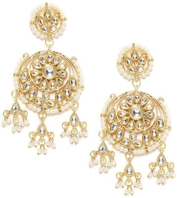 Dazzle Up Dazzle Up Kundan Chandbali Earrings Pearl Alloy Chandbali Earring