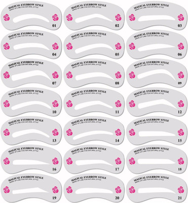 AlexVyan 21 Different Style Reusable Eyebrow Card Stencil Eye Brow Grooming Shaping Template Make Up - Set of 3 Pieces for Women Girl Ladies Eyebrow Stencil(21)
