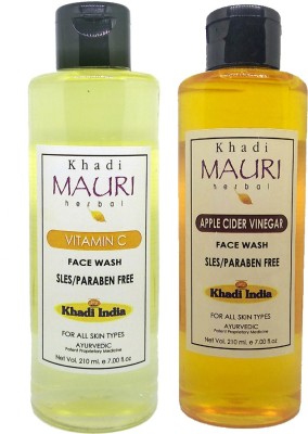 Khadi Mauri Apple Cidar & Vitamin C - Pack of 2 Face Wash(420 ml)