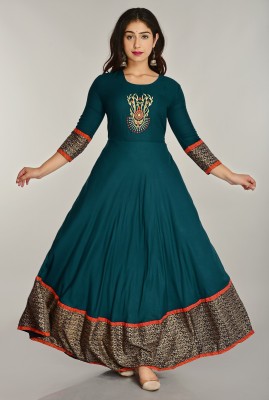 Ramanandan Creation Anarkali Gown(Dark Green)