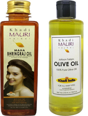 Khadi Mauri Maha Bhringraj(250ml) & Olive Hair Oil (Pack of 2) Hair Oil(460 ml) Flipkart