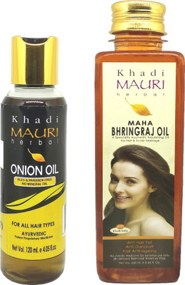 Khadi Mauri Maha Bhringraj(250ml) & Onion Hair Oil (Pack of 2) Hair Oil(370 ml) Flipkart