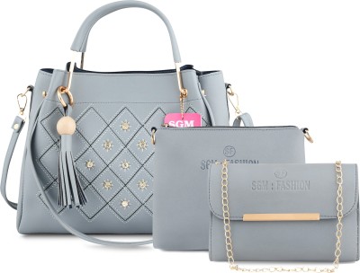 SGM Fashion Women Grey Handbag(Pack of: 3)