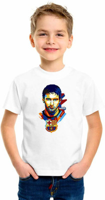 FancyDRessWaLe Boys & Girls Printed Viscose Rayon Regular T Shirt(White, Pack of 1)