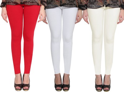 Clarita Ankle Length Ethnic Wear Legging(Red, White, White, Solid)