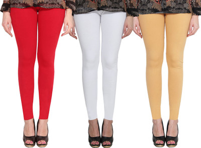 Clarita Ankle Length Ethnic Wear Legging(Red, White, Gold, Solid)