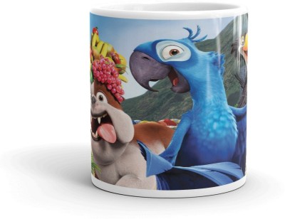 Gift4You Printed Coffee/Tea Cup Coffee/Tea Cup BEAUTIFUL CARTOON PARROT & DOG Gift for Kids,Brother,Gift for Girlfriend,Boyfriend,Husband,Wife Ceramic Coffee Mug(330 ml)