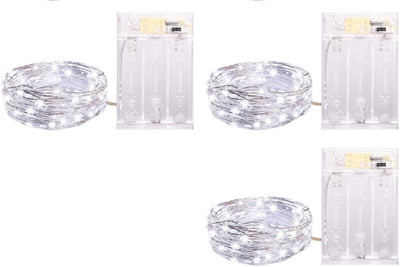 MIRADH 30 LEDs 3 m White Flickering, Steady String Rice Lights(Pack of 3)