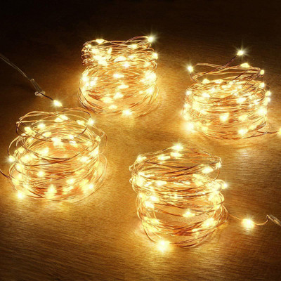 MIRADH 30 LEDs 3 m Yellow Flickering, Steady String Rice Lights(Pack of 4)