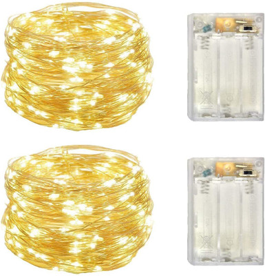 MIRADH 30 LEDs 3 m Yellow Flickering, Steady String Rice Lights(Pack of 2)