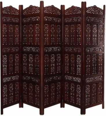 Decorhand Handcrafted 5 Panel Wooden MDF Room Partition & Room Divider (Brown) Solid Wood Decorative Screen Partition(Floor Standing, Finish Color - Brown, 5, Pre-assembled)