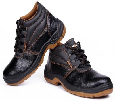 Hillson Steel Toe Leather Safety Shoe(Black, SRC, Size 8)