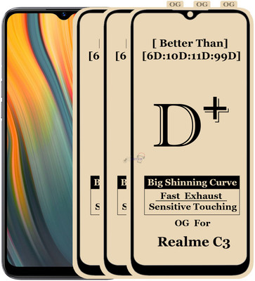 Xester Edge To Edge Tempered Glass for REALME C3(Pack of 3)