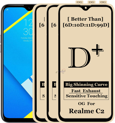 Xester Edge To Edge Tempered Glass for REALME C2(Pack of 3)