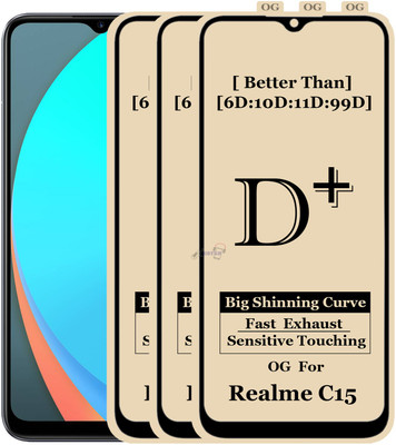 Xester Edge To Edge Tempered Glass for REALME C15(Pack of 3)