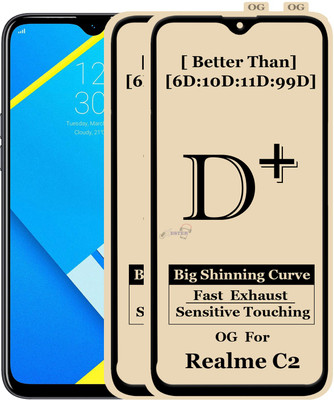 Xester Edge To Edge Tempered Glass for REALME C2(Pack of 2)
