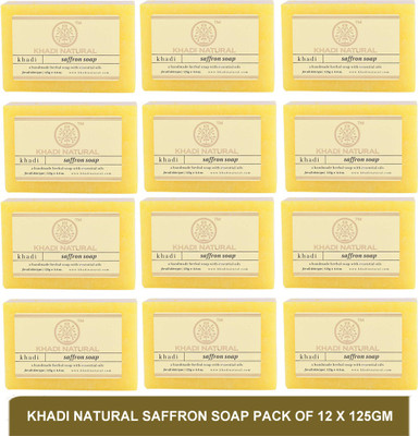 KHADI NATURAL saffron soap - pack of 12 x 125gm(12 x 125 g)