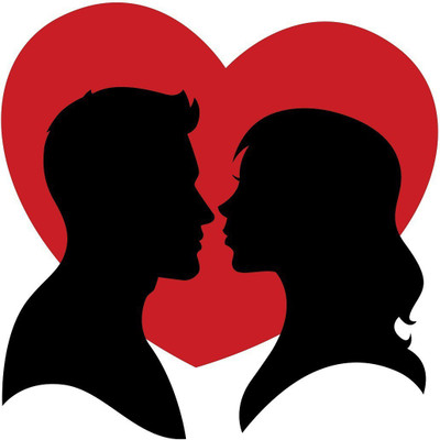 WALLDECORS 60.96 cm LOVE PAIR WITH HEART IMAGES Self Adhesive Sticker(Pack of 1)