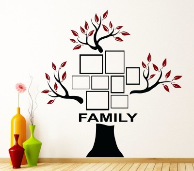 WALLSTICK 91.44 cm FAMILY TREE WITH FRAME STICKER Self Adhesive Sticker(Pack of 1)