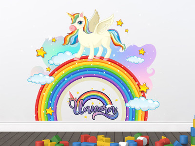 DivineDesigns 51 cm Unicorn Rainbow Self Adhesive Sticker(Pack of 1)