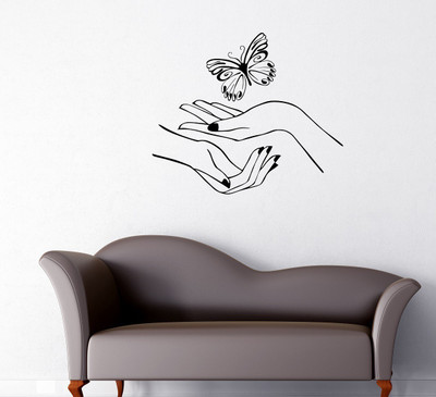 WALLDECORS 60.96 cm BEAUTIFUL BUTTERFLY IN HANDS IMAGE Wall Stickers & Murals Self Adhesive Sticker(Pack of 1)