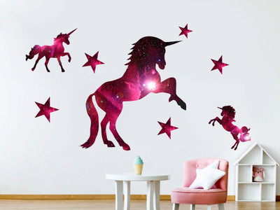 DivineDesigns 51 cm Red Unicorn Horses Self Adhesive Sticker(Pack of 1)