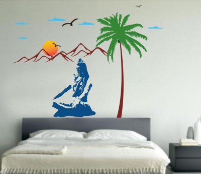 Archi Graphics Studio 140 cm God Shiva Wall Sticker God Shiva On Kailash Wall Sticker Home,Pooja Room (Multicolor,size140x104cm) Self Adhesive Sticker(Pack of 1)