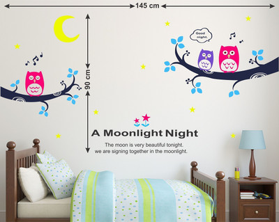 WALLSTICK 91.44 cm TREE BRANCHES WITH OWL STICKER Self Adhesive Sticker(Pack of 1)