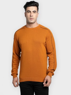 RED TAPE Solid Round Neck Casual Men Yellow Sweater