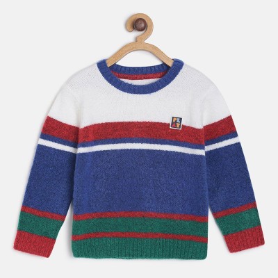 MINI KLUB Self Design Round Neck Casual Baby Boys Multicolor Sweater