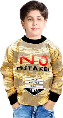 AD & AV Printed, Self Design Round Neck Casual Boys Beige Sweater