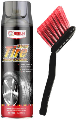 GETSUN Tire Foam PLUS Long Handle Cleaning Brush for Wheel, RIM & Tire Care - Cleans, Shines and Protects 650 ml Wheel Tire Cleaner(Pack of 1)