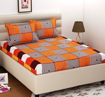 satyakunika 150 TC Microfiber Queen Checkered Flat Bedsheet(Pack of 1, Multicolor)