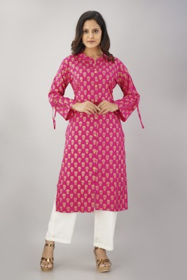 karodiwaal collection Women Printed Straight Kurta(Pink)