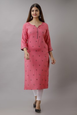 Shagunas Women Printed, Embellished Straight Kurta(Pink)