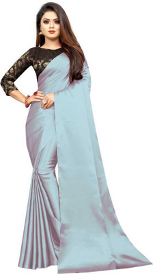 SHREEJI ENTERPRISE Solid/Plain Banarasi Satin Saree(Grey)