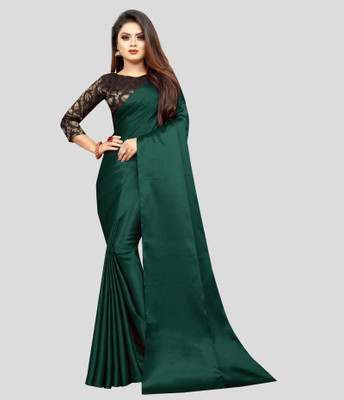 SHREEJI ENTERPRISE Solid/Plain Banarasi Satin Saree(Green)