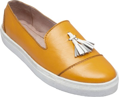 ILINA Suhani Yellow Slip On Sneakers For Women(Yellow , 4)