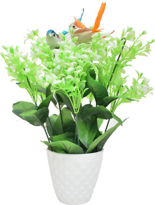 Yash Enterprises Small Bird Artificial Plant Bonsai Wild Artificial Plant  with Pot(25 cm, Multicolor)