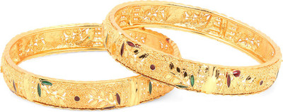 YELLOW CHIMES Copper Gold-plated Bangle Set(Pack of 2)