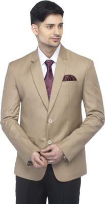 FAVOROSKI Solid Single Breasted Party Men Blazer(Beige)