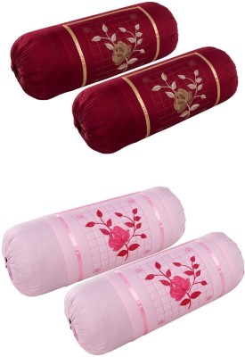 Outlay Home Cotton Bolsters Cover(Pack of 4, 40 cm*70 cm, Maroon, Pink)