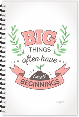 ESCAPER Big Things Small Beginings (Ruled - A5 Size - 8.5 x 5.5 inches) Designer Motivational Diary, Motivational Quotes Diary A5 Diary Ruled 160 Pages(Multicolor)