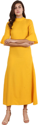 Shyammc Women Gown Yellow Maxi/Full Length Dress