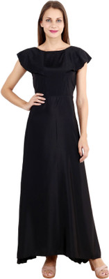 Shyammc Women Gown Black Maxi/Full Length Dress