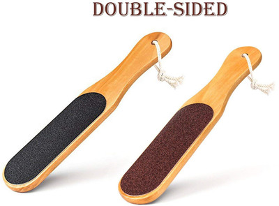 Red Square Double Sided Foot File For Dead Skin Callus Remover Pedicure Tool With Wooden Handle (set of 2)