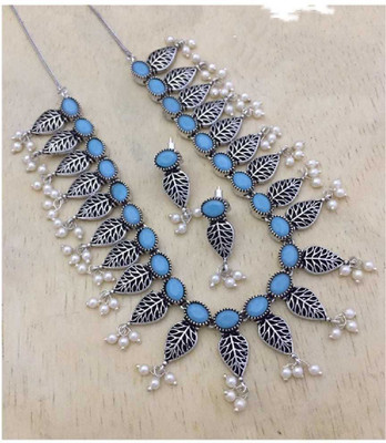 PBM CREATIONS Oxidised Silver Multicolor Jewellery Set(Pack of 1)